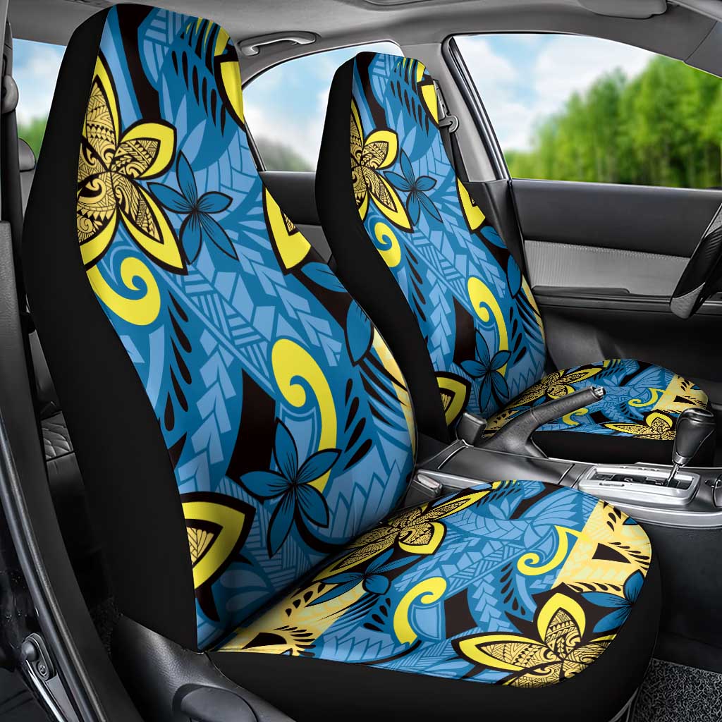 Plumeria Polynesian Pattern Car Seat Cover Unique Fantasy Blue Yellow LT01 - Polynesian Pride