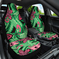 Plumeria Polynesian Pattern Car Seat Cover Unique Fantasy Green Pink LT01 One Size Green - Polynesian Pride
