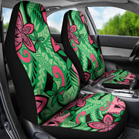Plumeria Polynesian Pattern Car Seat Cover Unique Fantasy Green Pink LT01 - Polynesian Pride
