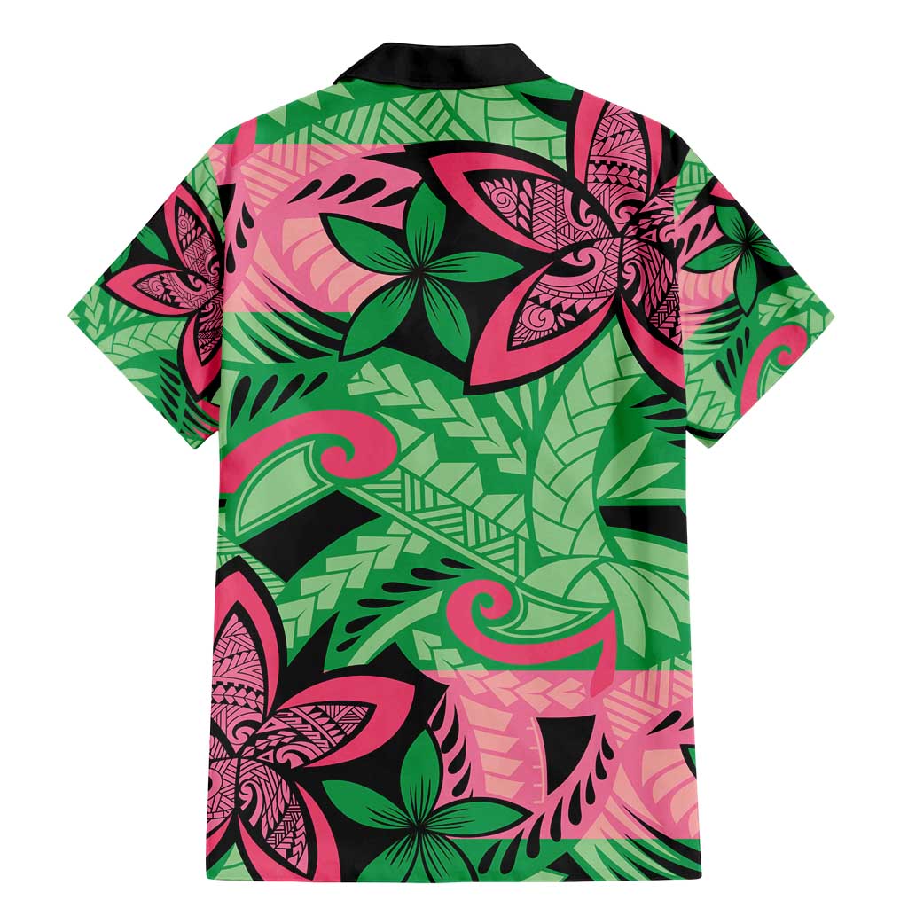Plumeria Polynesian Pattern Family Matching Mermaid Dress and Hawaiian Shirt Unique Fantasy Green Pink LT01 - Polynesian Pride