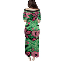 Plumeria Polynesian Pattern Family Matching Puletasi and Hawaiian Shirt Unique Fantasy Green Pink LT01 - Polynesian Pride