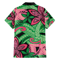 Plumeria Polynesian Pattern Hawaiian Shirt Unique Fantasy Green Pink