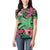 Plumeria Polynesian Pattern Women Polo Shirt Unique Fantasy Green Pink