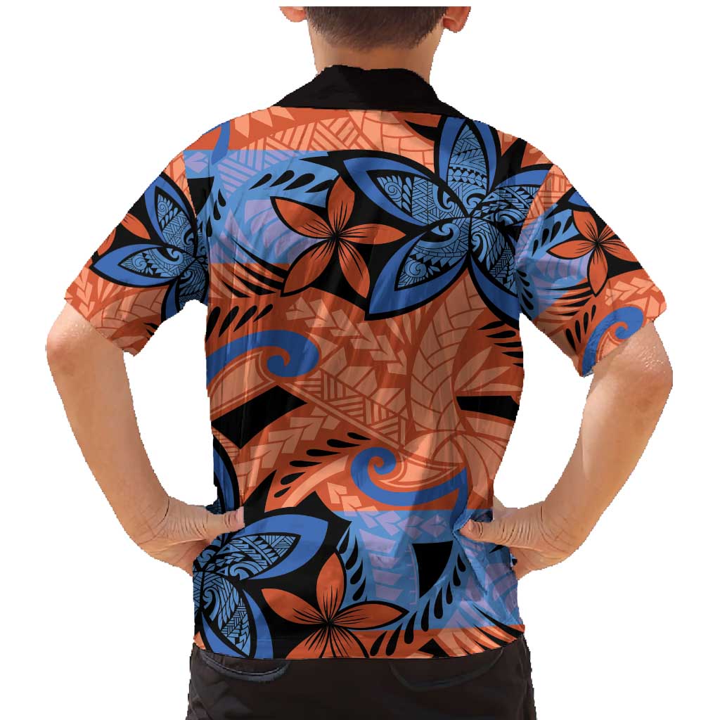 Plumeria Polynesian Pattern Family Matching Mermaid Dress and Hawaiian Shirt Unique Fantasy Orange Blue LT01 - Polynesian Pride
