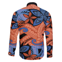 Plumeria Polynesian Pattern Family Matching Off Shoulder Short Dress and Hawaiian Shirt Unique Fantasy Orange Blue LT01 - Polynesian Pride