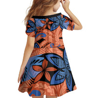 Plumeria Polynesian Pattern Family Matching Tank Maxi Dress and Hawaiian Shirt Unique Fantasy Orange Blue LT01 - Polynesian Pride