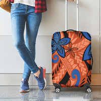 Plumeria Polynesian Pattern Luggage Cover Unique Fantasy Orange Blue