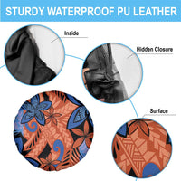 Plumeria Polynesian Pattern Spare Tire Cover Unique Fantasy Orange Blue