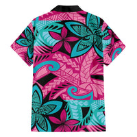 Plumeria Polynesian Pattern Family Matching Puletasi and Hawaiian Shirt Unique Fantasy Pink Teal LT01 - Polynesian Pride