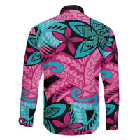 Plumeria Polynesian Pattern Family Matching Tank Maxi Dress and Hawaiian Shirt Unique Fantasy Pink Teal LT01 - Polynesian Pride