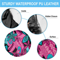 Plumeria Polynesian Pattern Spare Tire Cover Unique Fantasy Pink Teal