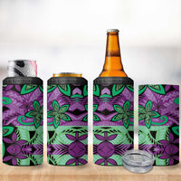 Plumeria Polynesian Pattern 4 in 1 Can Cooler Tumbler Unique Fantasy Purple Green LT01 - Polynesian Pride