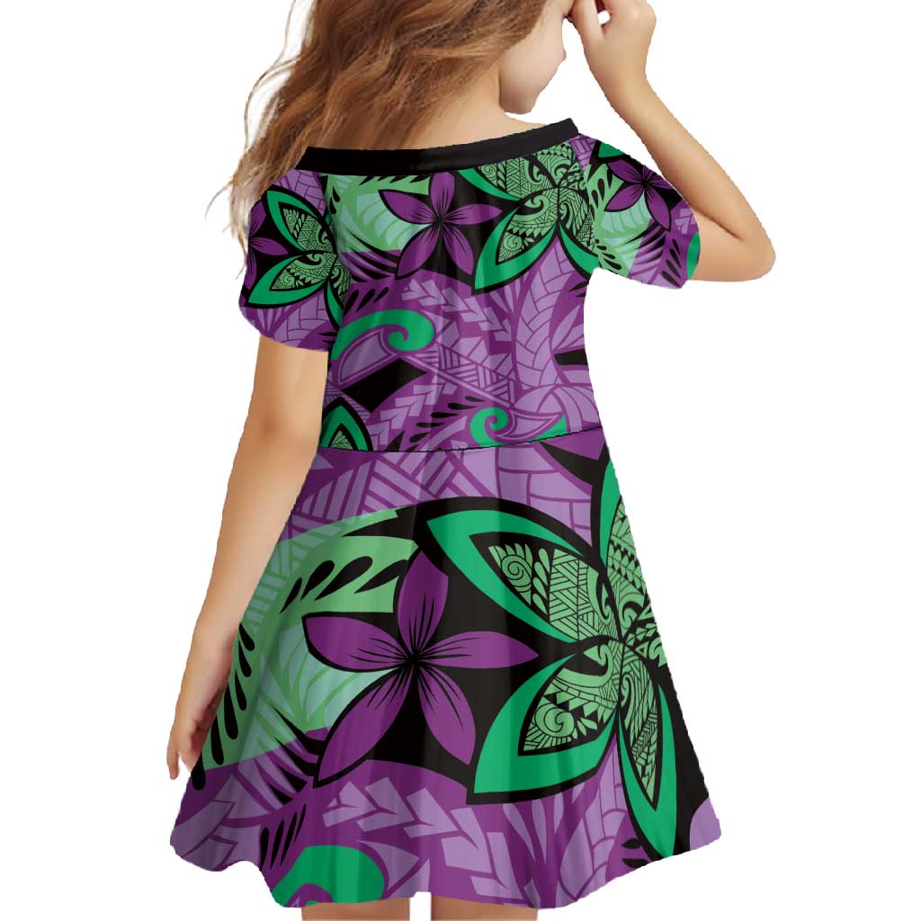Plumeria Polynesian Pattern Family Matching Off Shoulder Maxi Dress and Hawaiian Shirt Unique Fantasy Purple Green LT01 - Polynesian Pride