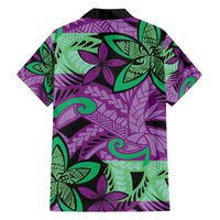 Plumeria Polynesian Pattern Family Matching Off Shoulder Maxi Dress and Hawaiian Shirt Unique Fantasy Purple Green LT01 - Polynesian Pride