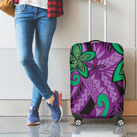 Plumeria Polynesian Pattern Luggage Cover Unique Fantasy Purple Green LT01 - Polynesian Pride