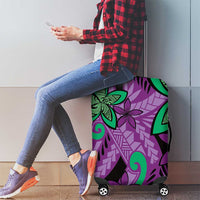 Plumeria Polynesian Pattern Luggage Cover Unique Fantasy Purple Green LT01 - Polynesian Pride