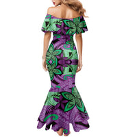 Plumeria Polynesian Pattern Mermaid Dress Unique Fantasy Purple Green LT01 - Polynesian Pride