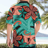 Plumeria Polynesian Pattern Hawaiian Shirt Unique Fantasy Teal Orange LT01 - Polynesian Pride