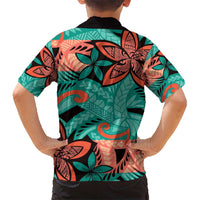 Plumeria Polynesian Pattern Hawaiian Shirt Unique Fantasy Teal Orange LT01 - Polynesian Pride