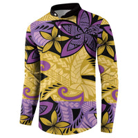Plumeria Polynesian Pattern Button Sweatshirt Unique Fantasy Yellow Purple
