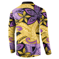 Plumeria Polynesian Pattern Button Sweatshirt Unique Fantasy Yellow Purple