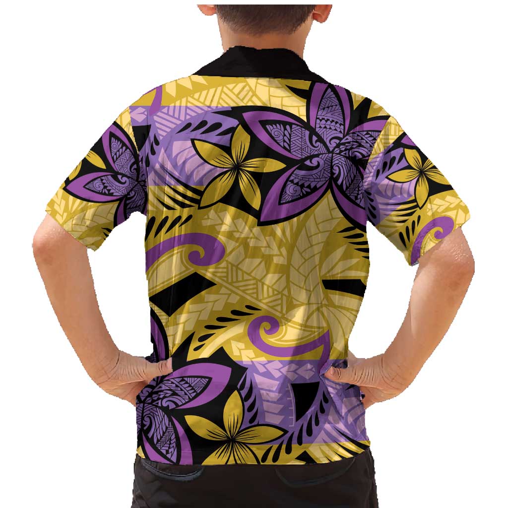 Plumeria Polynesian Pattern Family Matching Mermaid Dress and Hawaiian Shirt Unique Fantasy Yellow Purple LT01 - Polynesian Pride