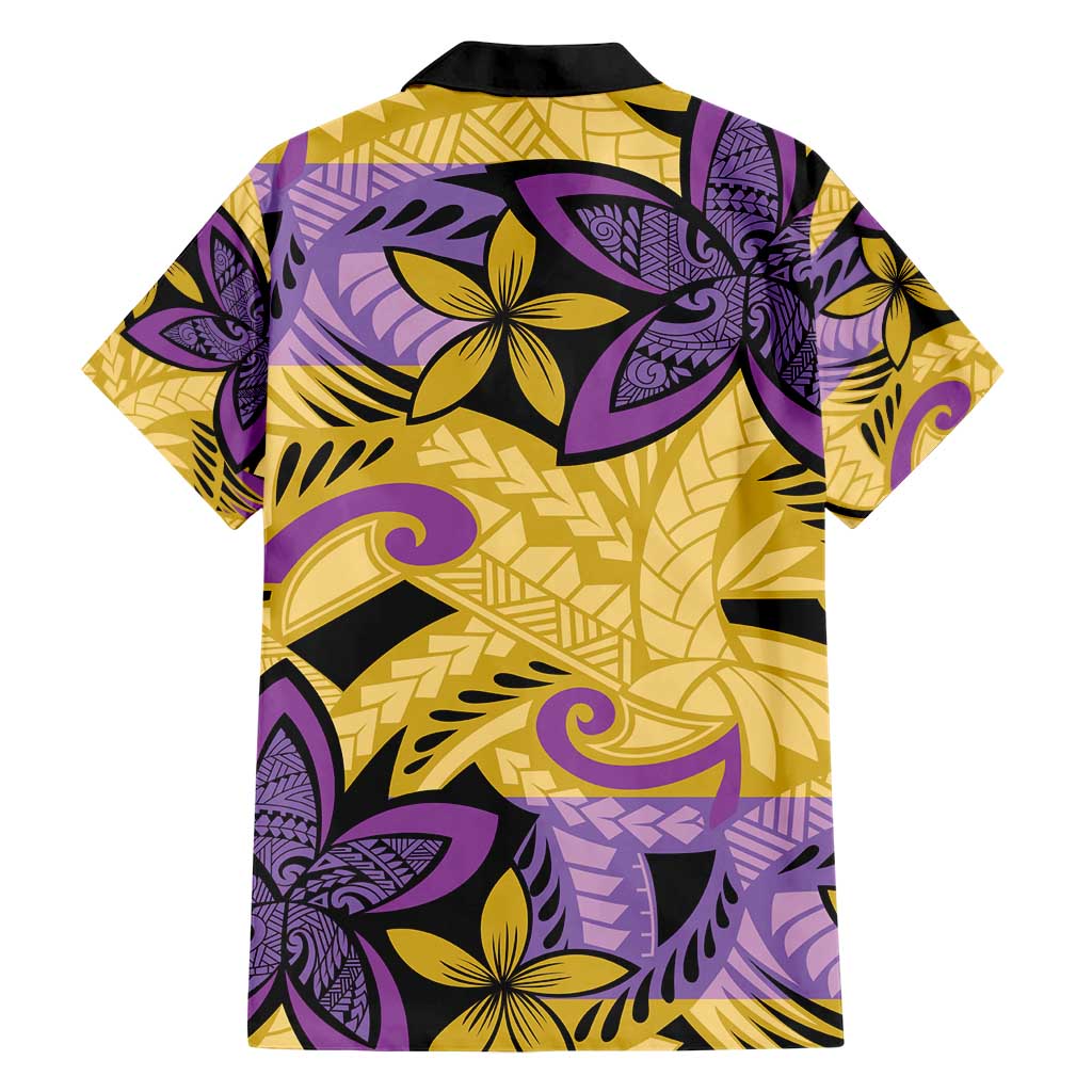 Plumeria Polynesian Pattern Family Matching Short Sleeve Bodycon Dress and Hawaiian Shirt Unique Fantasy Yellow Purple LT01 - Polynesian Pride