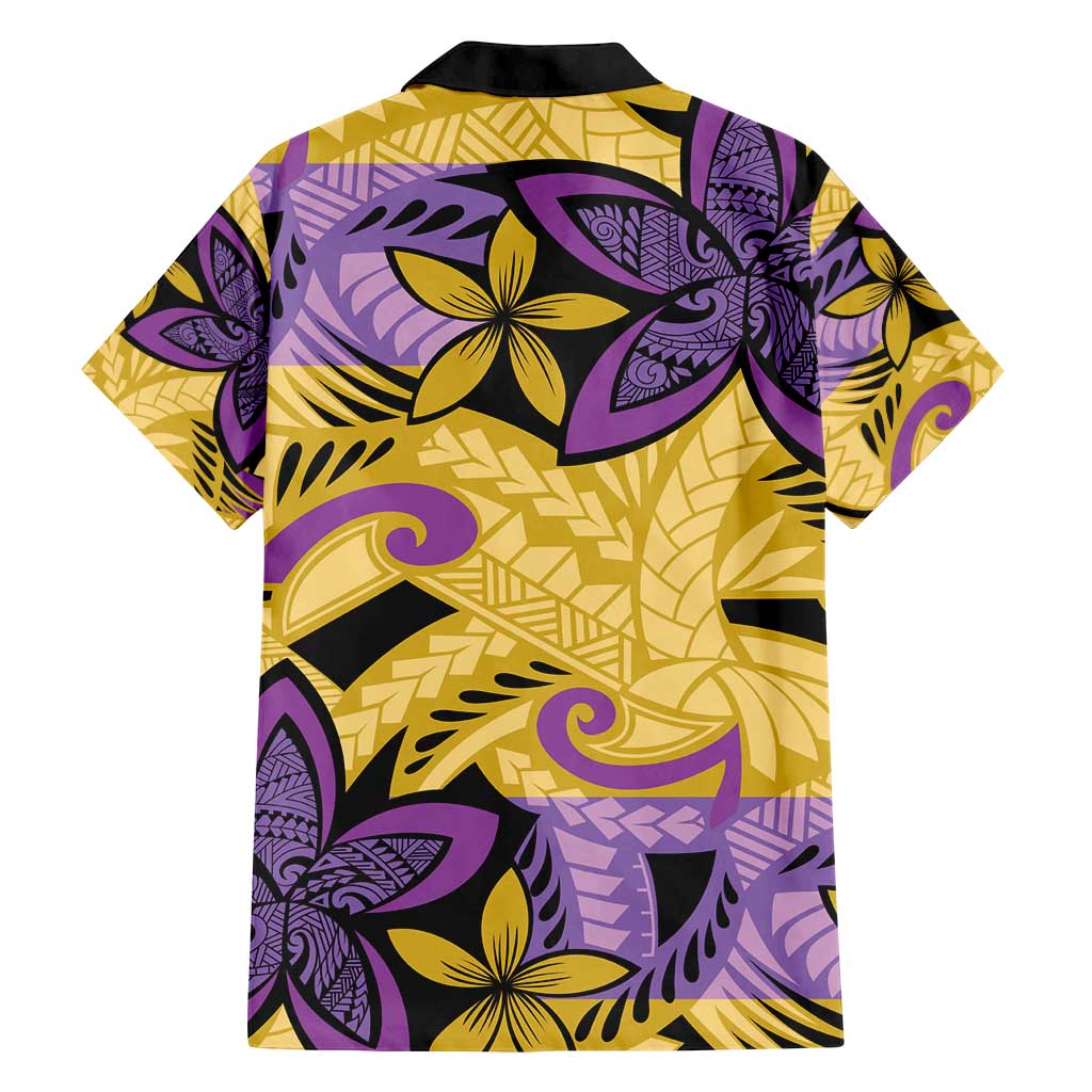 Plumeria Polynesian Pattern Family Matching Tank Maxi Dress and Hawaiian Shirt Unique Fantasy Yellow Purple LT01 - Polynesian Pride