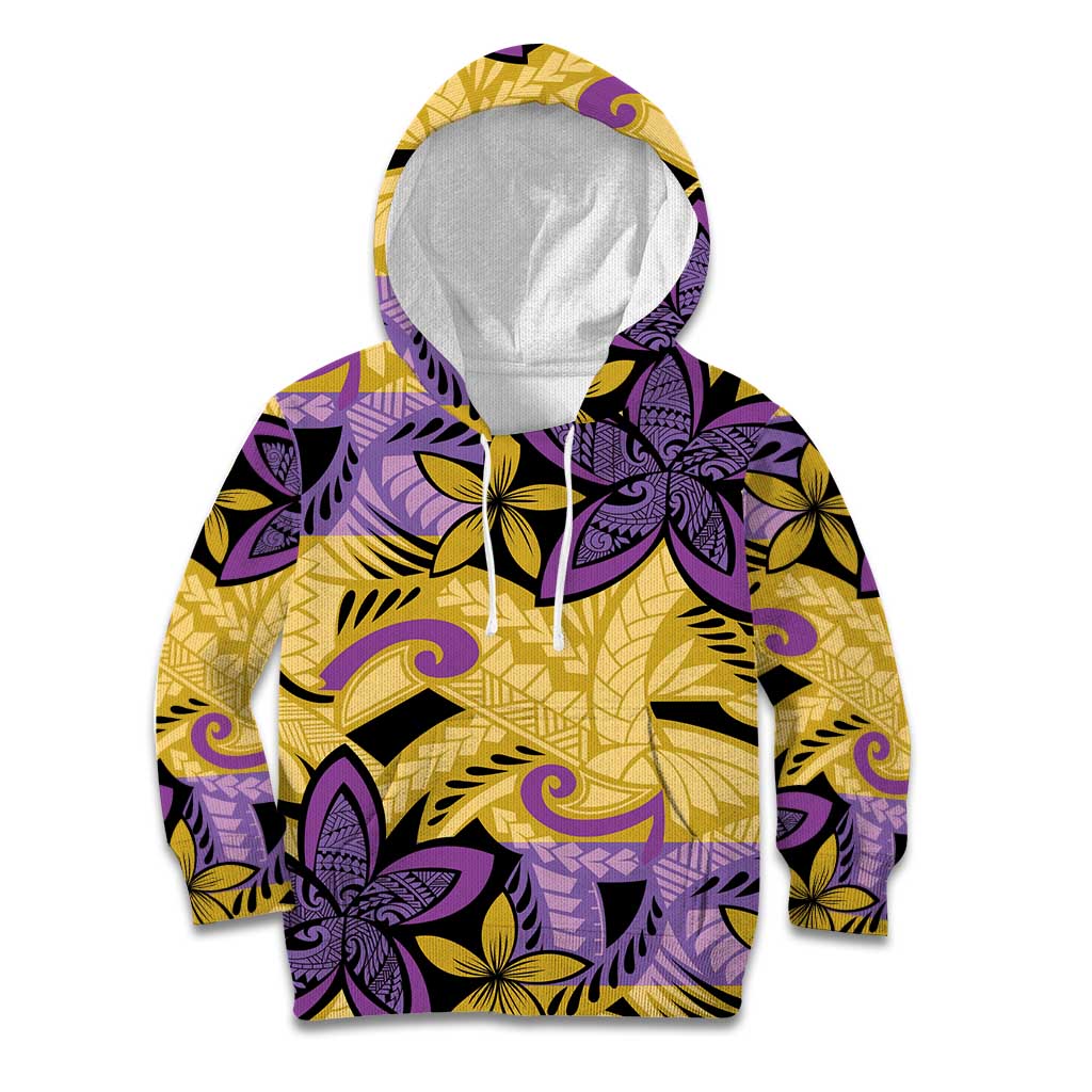 Plumeria Polynesian Pattern Kid Hoodie Unique Fantasy Yellow Purple LT01 Hoodie Yellow - Polynesian Pride