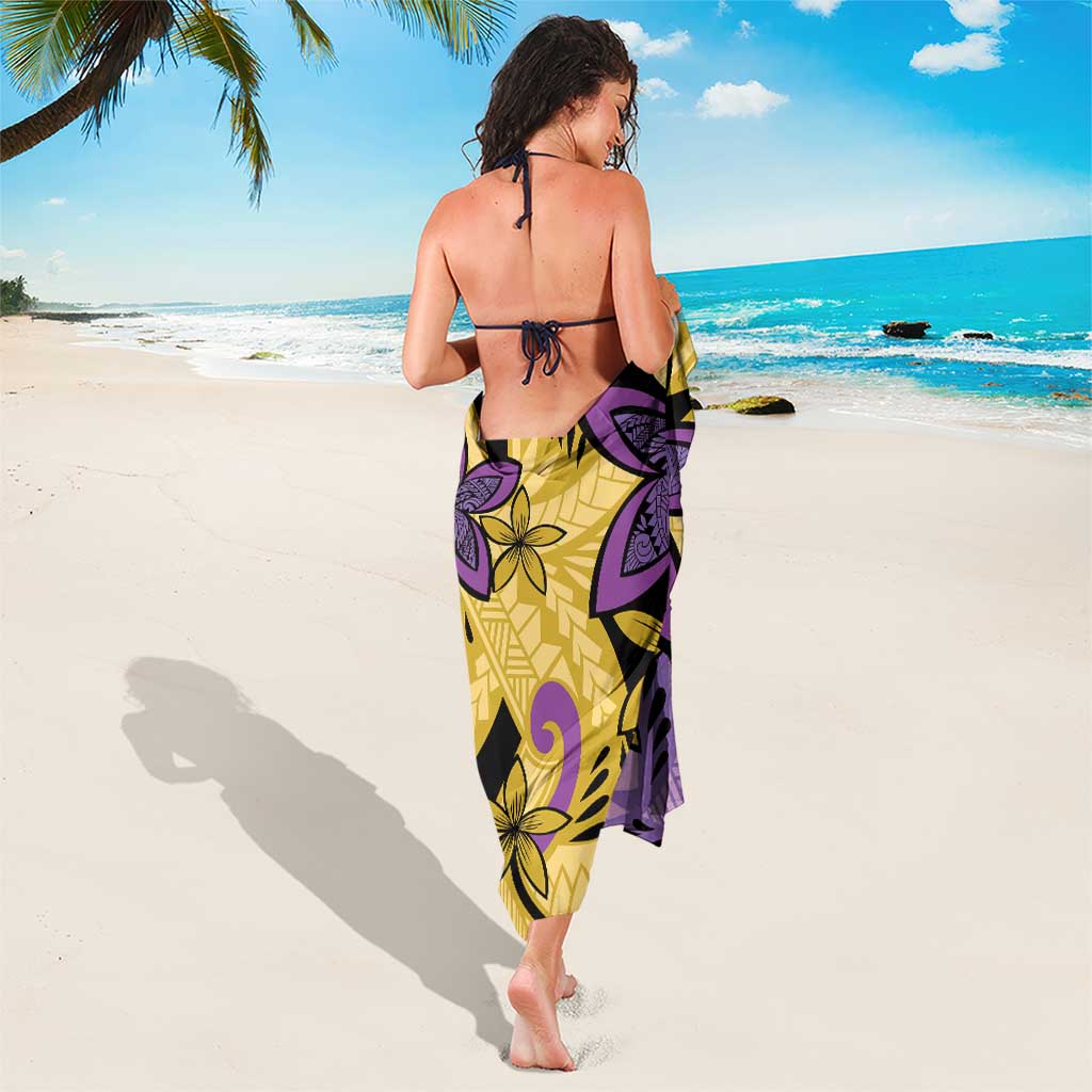 Plumeria Polynesian Pattern Sarong Unique Fantasy Yellow Purple