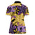Plumeria Polynesian Pattern Women Polo Shirt Unique Fantasy Yellow Purple