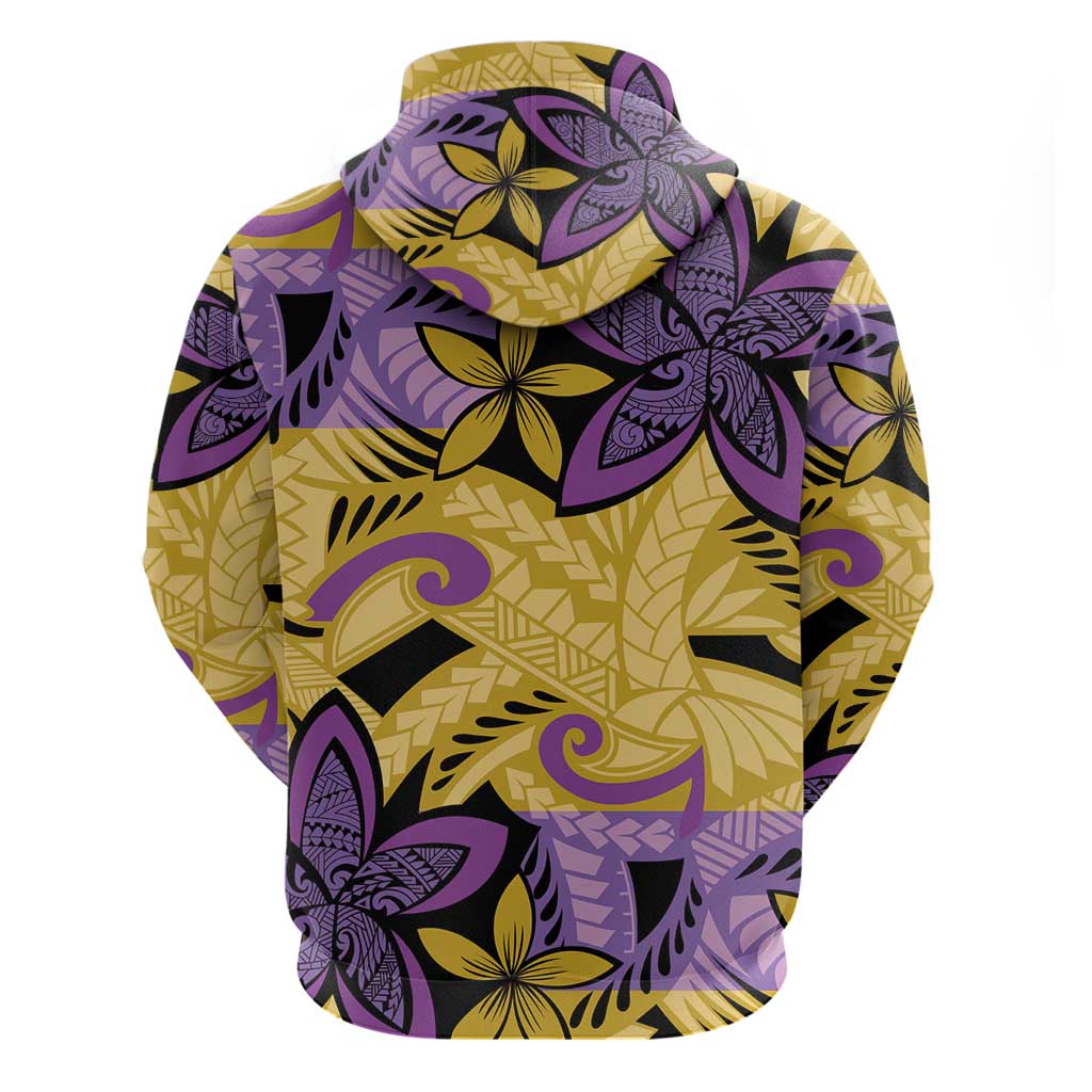 Plumeria Polynesian Pattern Zip Hoodie Unique Fantasy Yellow Purple LT01 - Polynesian Pride