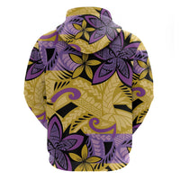 Plumeria Polynesian Pattern Zip Hoodie Unique Fantasy Yellow Purple LT01 - Polynesian Pride
