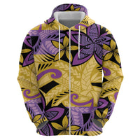 Plumeria Polynesian Pattern Zip Hoodie Unique Fantasy Yellow Purple LT01 - Polynesian Pride