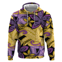Plumeria Polynesian Pattern Zip Hoodie Unique Fantasy Yellow Purple LT01 Pullover Hoodie Yellow - Polynesian Pride
