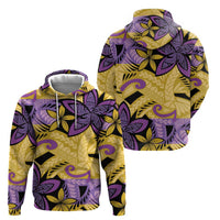 Plumeria Polynesian Pattern Zip Hoodie Unique Fantasy Yellow Purple LT01 - Polynesian Pride
