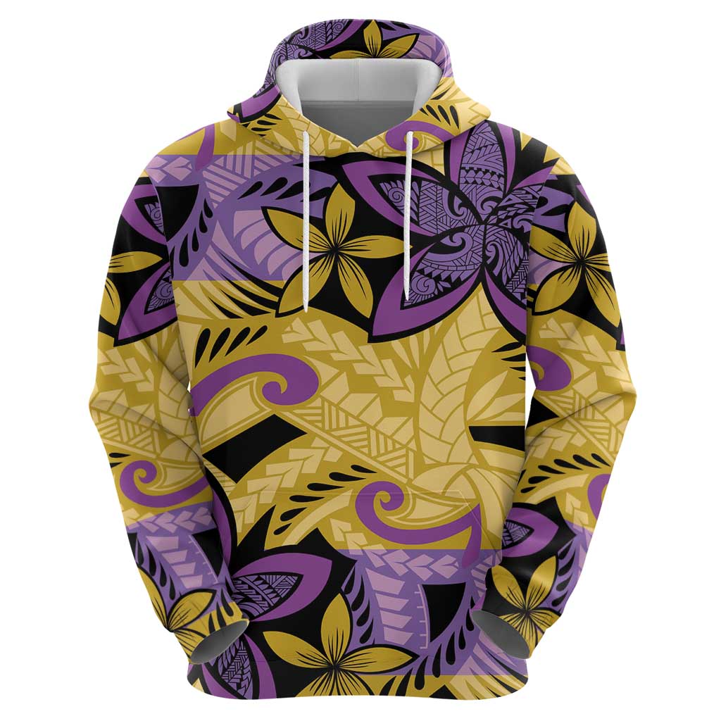Plumeria Polynesian Pattern Zip Hoodie Unique Fantasy Yellow Purple LT01 - Polynesian Pride