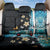 Blue Grunge Polynesian Pattern Back Car Seat Cover Plumeria Floral