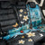 Blue Grunge Polynesian Pattern Back Car Seat Cover Plumeria Floral