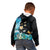 Blue Grunge Polynesian Pattern Kid Hoodie Plumeria Floral