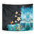 Blue Grunge Polynesian Pattern Tapestry Plumeria Floral
