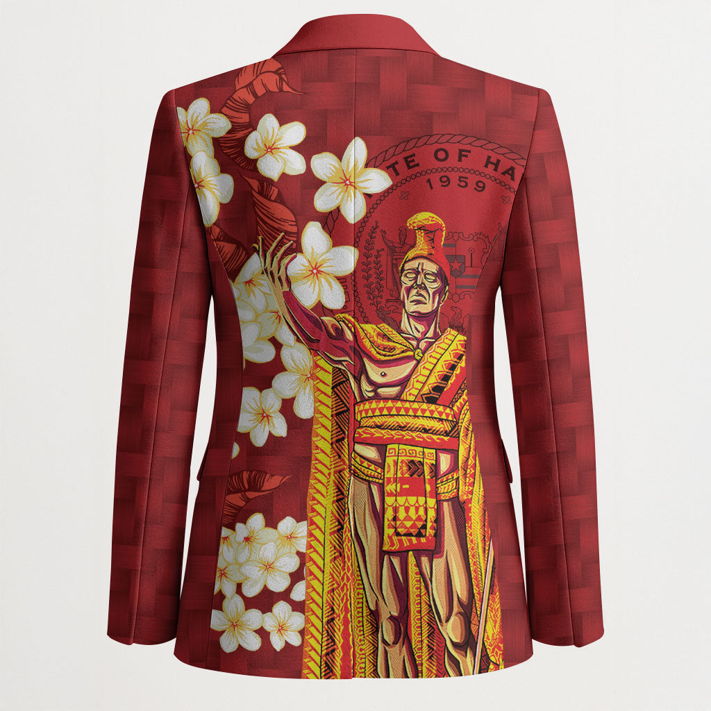 Hawaii King Kamehameha Blazer Plumeria Lauhala Pattern