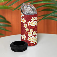 Hawaii King Kamehameha 4 in 1 Can Cooler Tumbler Plumeria Lauhala Pattern