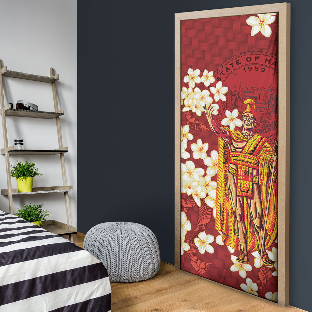 Hawaii King Kamehameha Door Cover Plumeria Lauhala Pattern