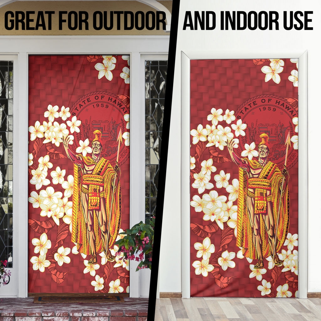 Hawaii King Kamehameha Door Cover Plumeria Lauhala Pattern