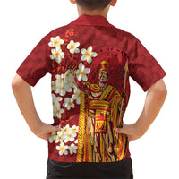 Hawaii King Kamehameha Family Matching Long Sleeve Bodycon Dress and Hawaiian Shirt Plumeria Lauhala Pattern LT01 - Polynesian Pride