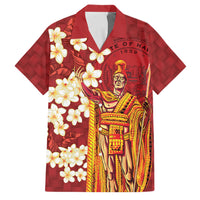 Hawaii King Kamehameha Family Matching Off The Shoulder Long Sleeve Dress and Hawaiian Shirt Plumeria Lauhala Pattern LT01 Dad's Shirt - Short Sleeve Red - Polynesian Pride