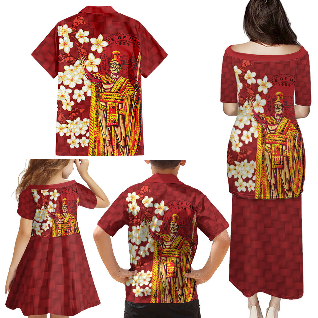 Hawaii King Kamehameha Family Matching Puletasi and Hawaiian Shirt Plumeria Lauhala Pattern LT01 - Polynesian Pride