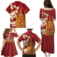 Hawaii King Kamehameha Family Matching Puletasi and Hawaiian Shirt Plumeria Lauhala Pattern LT01 - Polynesian Pride