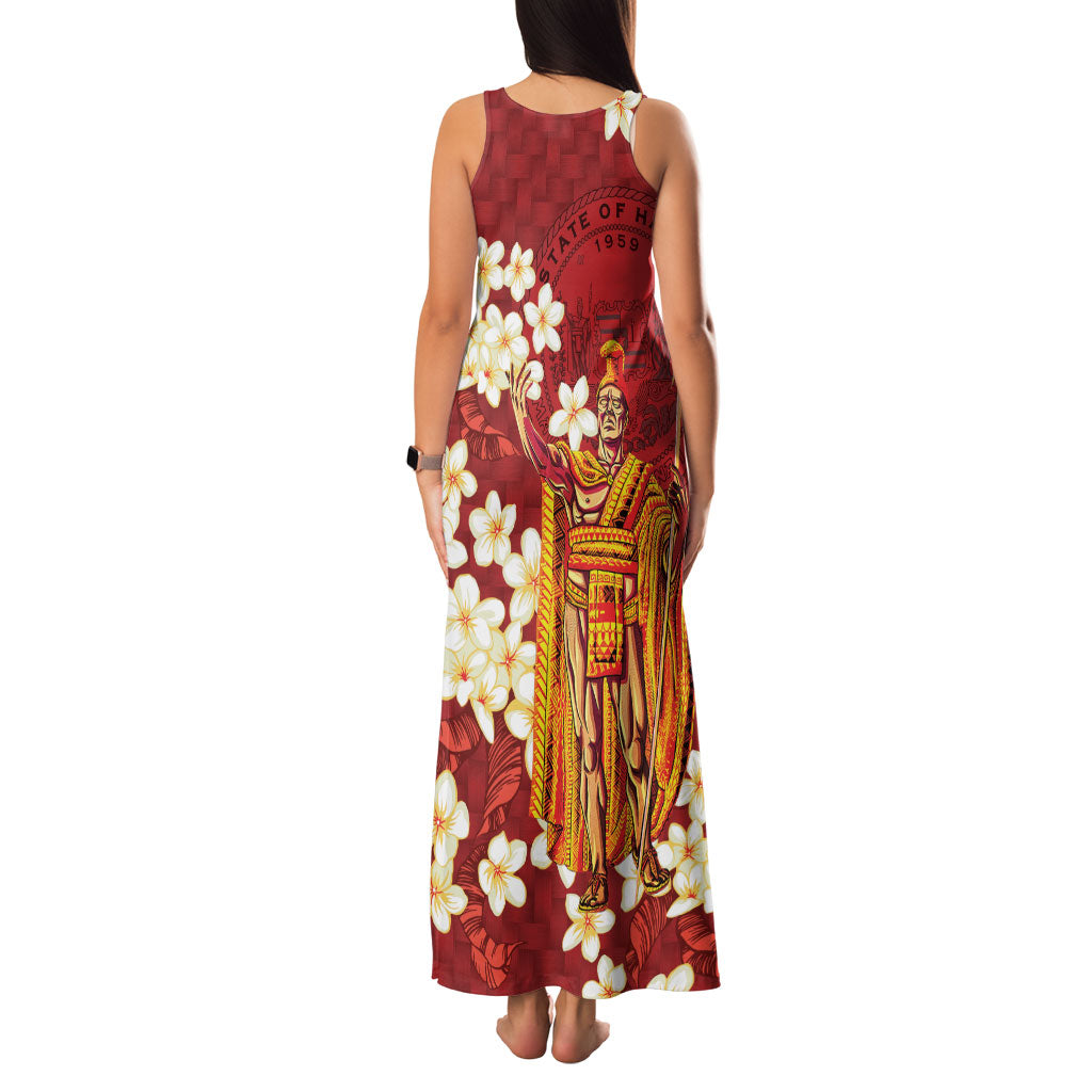 Hawaii King Kamehameha Family Matching Tank Maxi Dress and Hawaiian Shirt Plumeria Lauhala Pattern LT01 - Polynesian Pride